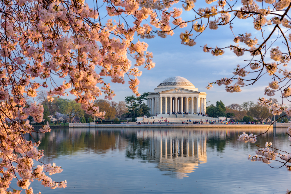 Washington, DC at the Tidal Basin and Jefferson Memorial during spring. Washington, DC at the Tidal Basin and Jefferson Memorial during spring.